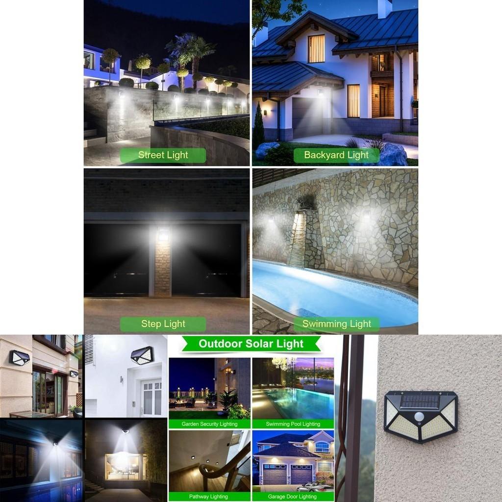 Bright And Efficient 100 Led Solar Lights Garden Wall Lamp With Motion Sensor For Outdoor Use