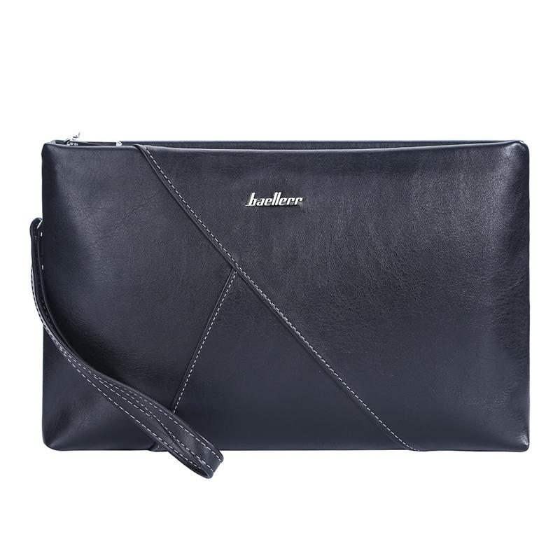 Men S Soft Leather Wallet Long Purse Men Clutch Bag Large Capacity Zipper Wallets чёрный