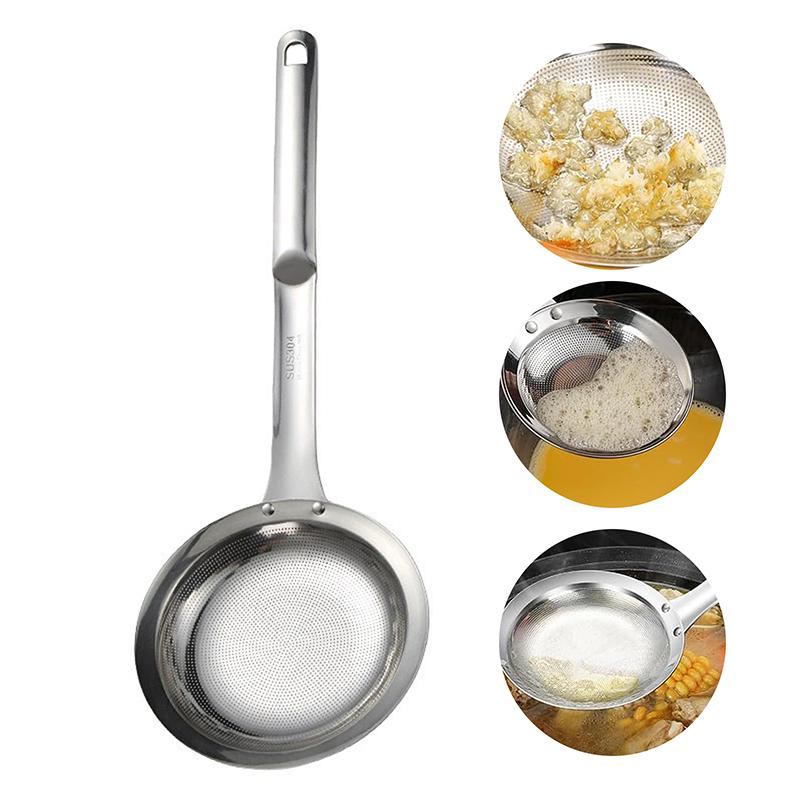 2Pcs Fine Mesh Stainless Steel Leaky Spoons With Handles, Durable Kitchen Skimming Spoon Filter Spoon Mesh Sieve Leaky Spoon