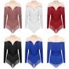 Stage Dance Bodysuit for Women - Latin Style with Tassels, Shiny Rhinestones & Sheer Mesh Long Sleeve Design