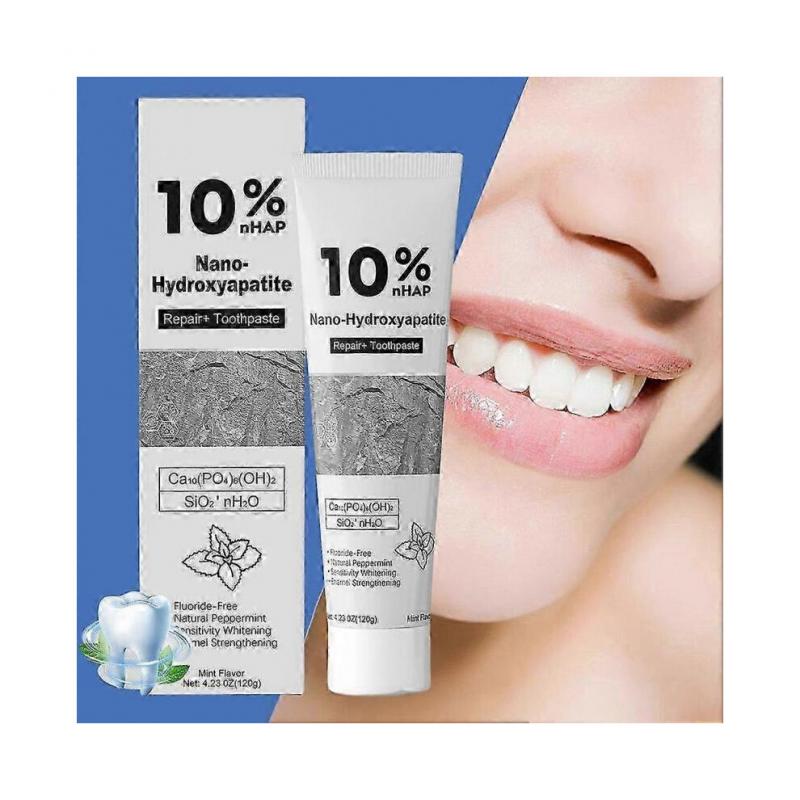 10%nHAP Nano Hydroxyapatite Toothpaste Fluoride-Free Enamel Repair Whitening Toothpaste, Cool Mint Fresh Breath