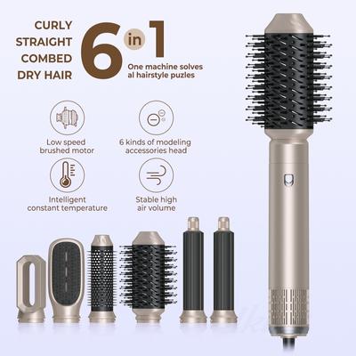 Six-in-one Hot Air Comb Multifunctional Hair Dryer Curling Iron Straightener