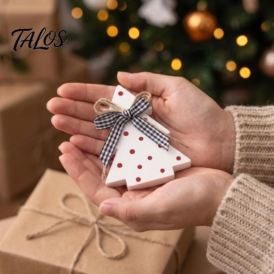 Şenlikli Masa Orta Parçaları Noel Ağacı Ahşap Masa Üstü Tabelası, Fiyonklu Rustik Puantiyeli Xmas Katmanlı Tepsi Orta Parçası Süsleri, Çiftlik Evi