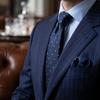 [S&W SHLAX&WING] Dot Tie & Pocket Square Set for Men, Navy Blue with Orange Dots, Extra Long (160cm)