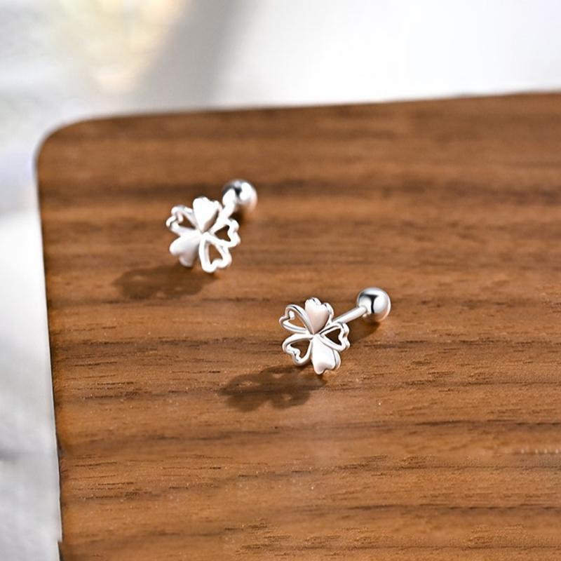 925 Silver Needle Zircon Hollow Flower Plant Stud Earrings For Women Cute Fine Jewelry Niche Light Accessories