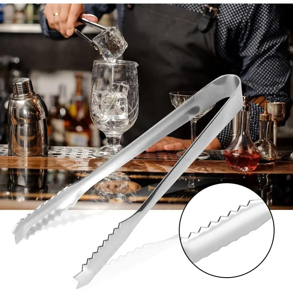 Stainless Steel Barbecue Tongs Ice Cube Clamp Sawtooth Kitchen Clips Dessert Tong for Ice Bucket Sugar Restaurant Home Party