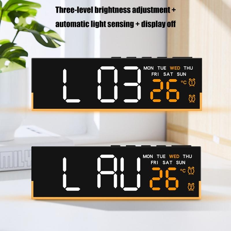 Digital Alarm Clock for Bedroom Desk Clock for Living Room Bedroom with Large Number,Dimmer,Loud Alarm Temperature