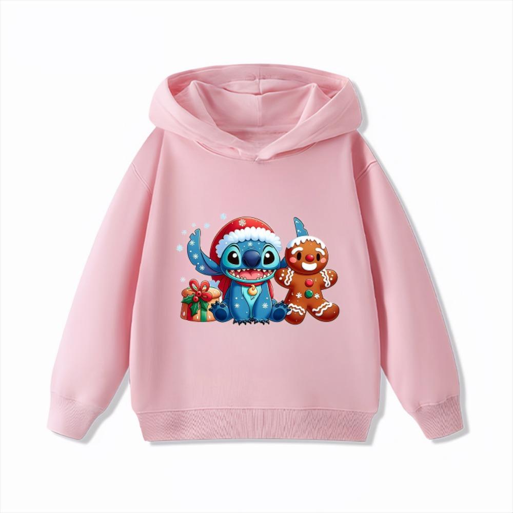 Disney Christmas Clothes Stitch Children's Hoodies Boys' and Girls' Clothing Autumn and Winter Warm Childrens Hooded Sweatshirts