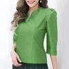 ZANZEA Women Casual Round Neck Solid Color Summer 3/4 Sleeve Blouse