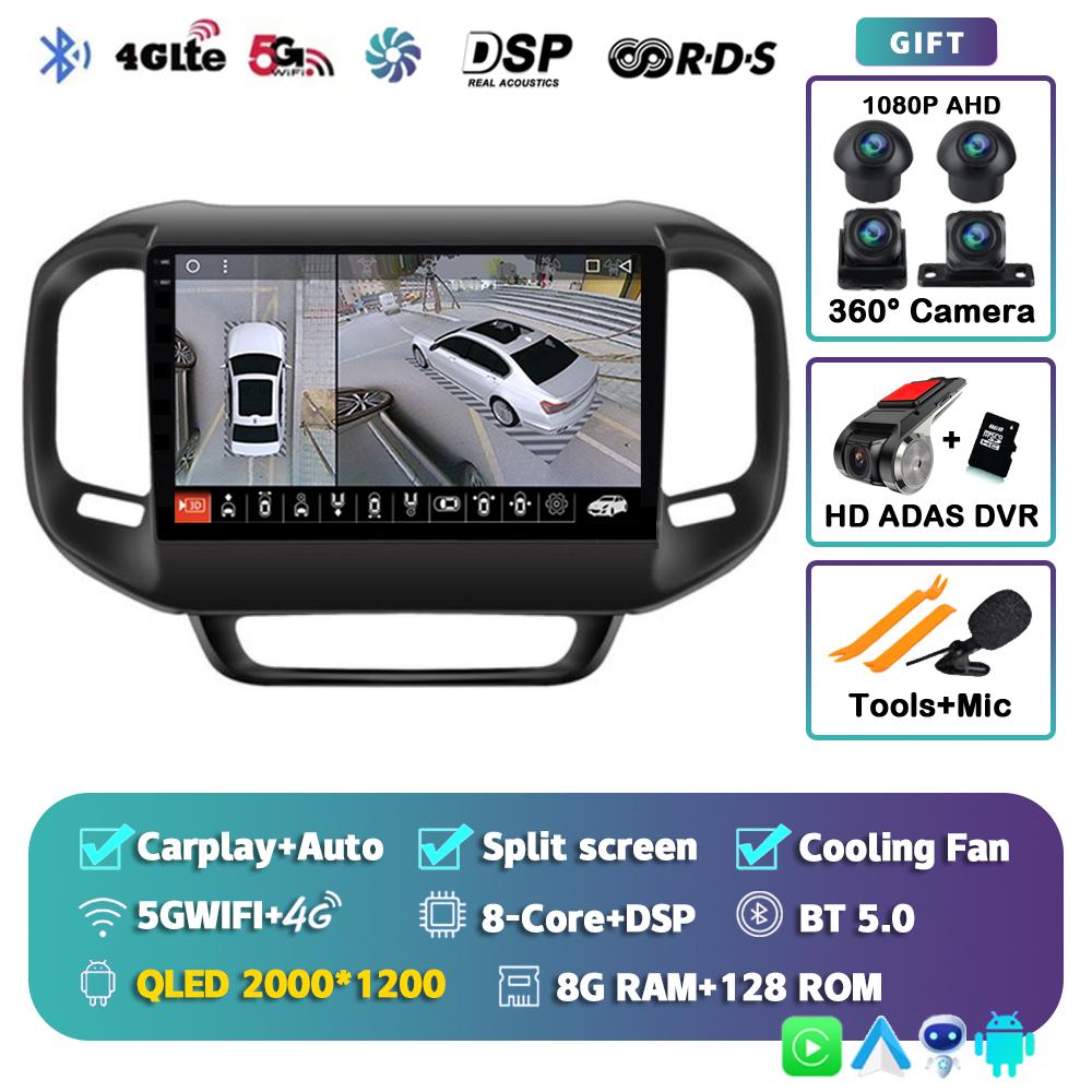 Android 14 Carplay Auto 4G+WIFI Car Radio For FIAT Toro 2017 - 2021 Multimedia Video Player Navigation GPS DSP 360 Camera Stereo