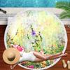 Large Round Colorful Flower Printed Beach Towel Diameter 3D Print Microfiber Blanket With Tassel Fringe Yoga Mat For Adult