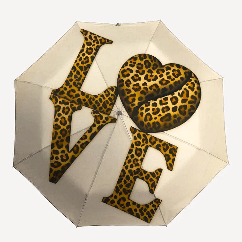 

1pc Leopard Love Automatic Open/Close Umbrella Compact Folding Umbrella, All-Season Portable Umbrella for Women/Men228