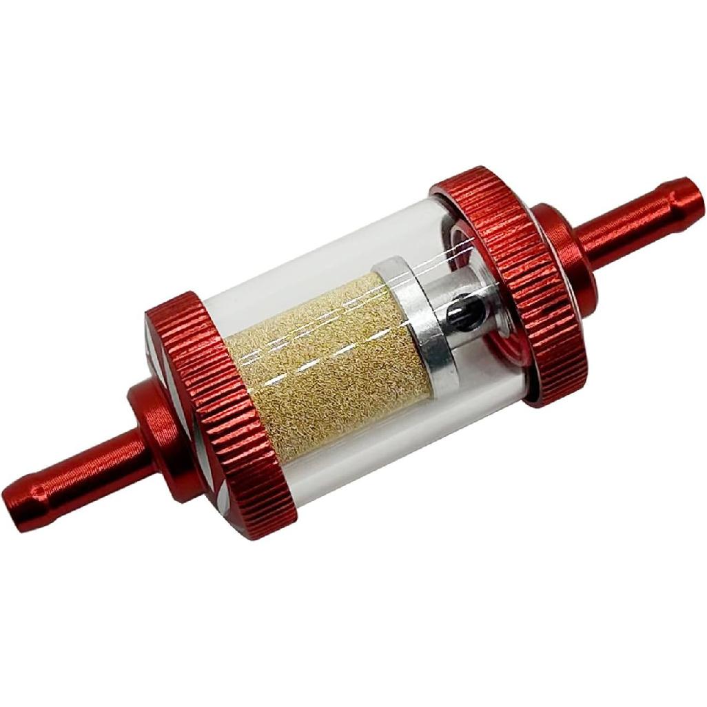 

5/16 Inline Fuel Filter Universal for Motorcycle ATV Dirt bike Classic bikes and Small gasoline Engines.Glass shell, aluminum alloy liner.Resistant 1/4