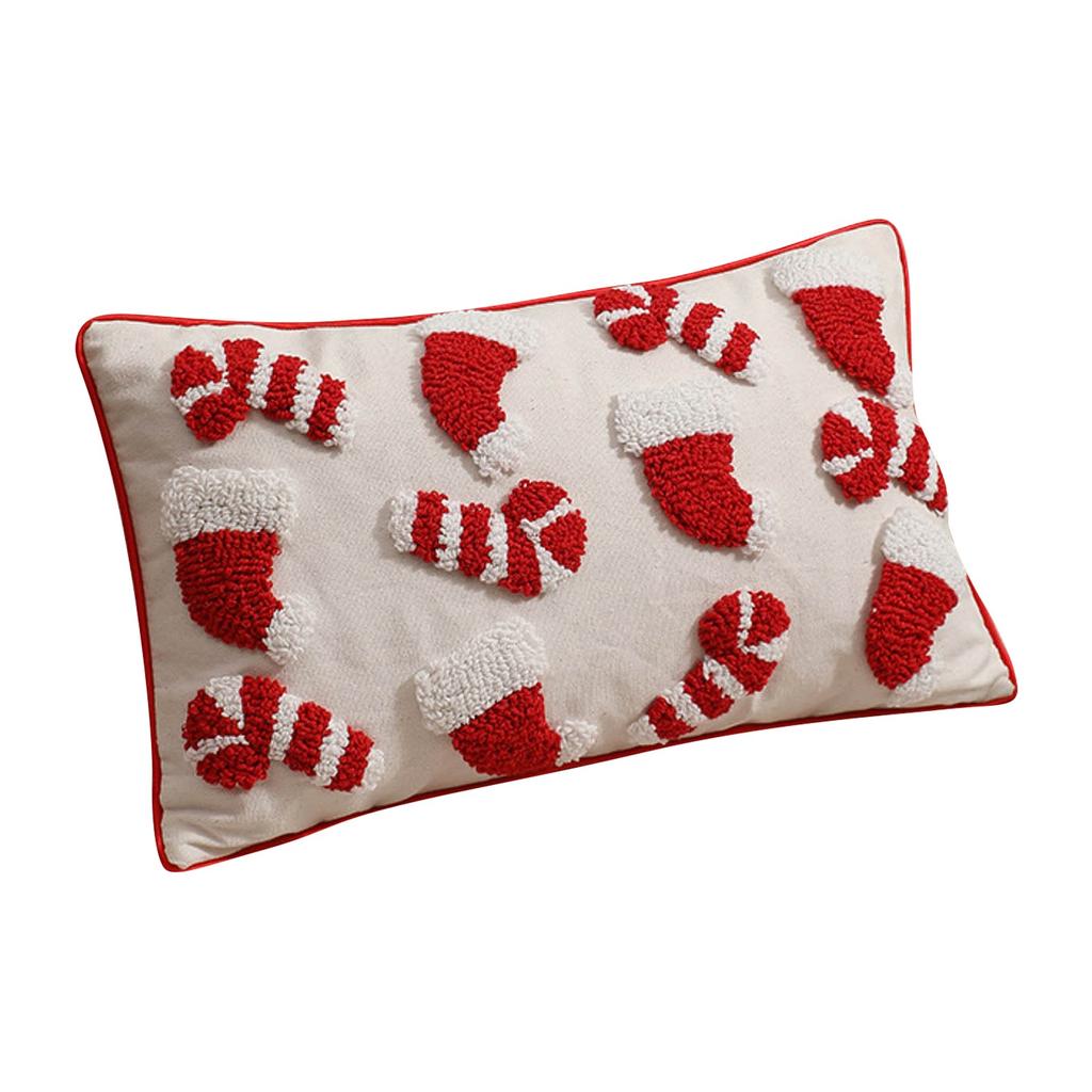 Christmas Theme Printing Tufted Pillow Cover Three-dimensional Pillow Cover Pillow Cushion, Christmas Home Decorations Pillow
