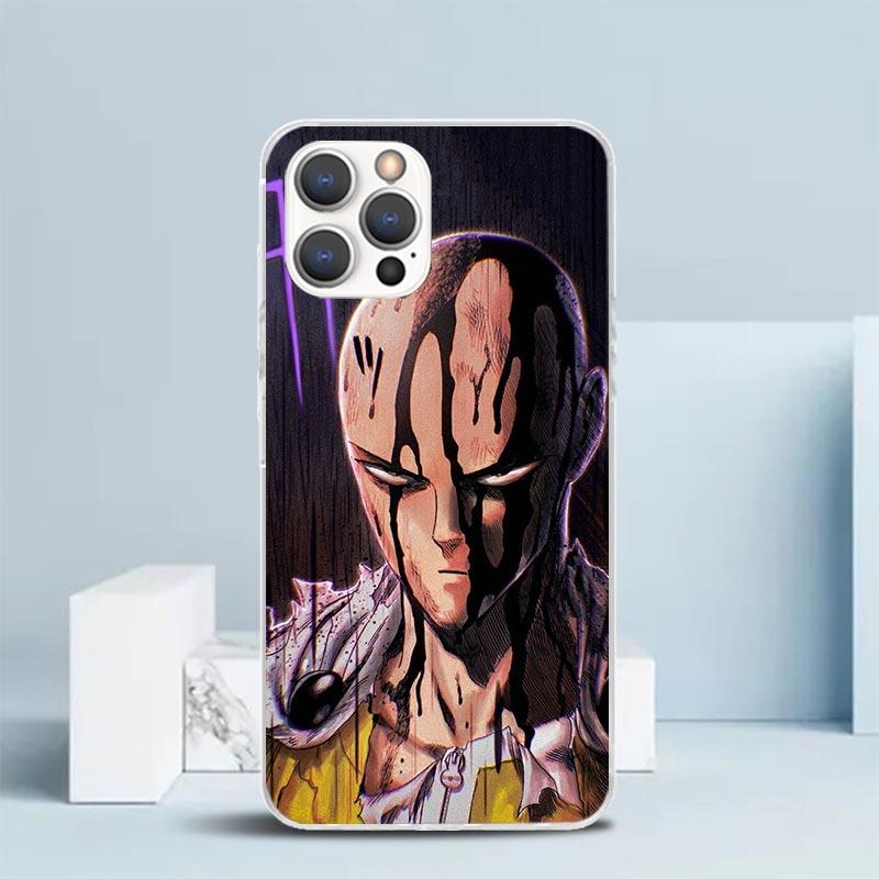 One P-Punch-Man Saitama King Soft Cover for iPhone 16 17 Air 15 14 Pro Max 16E Phone Case 13 Mini 12 11 7 SE 8 Print Pattern Fit