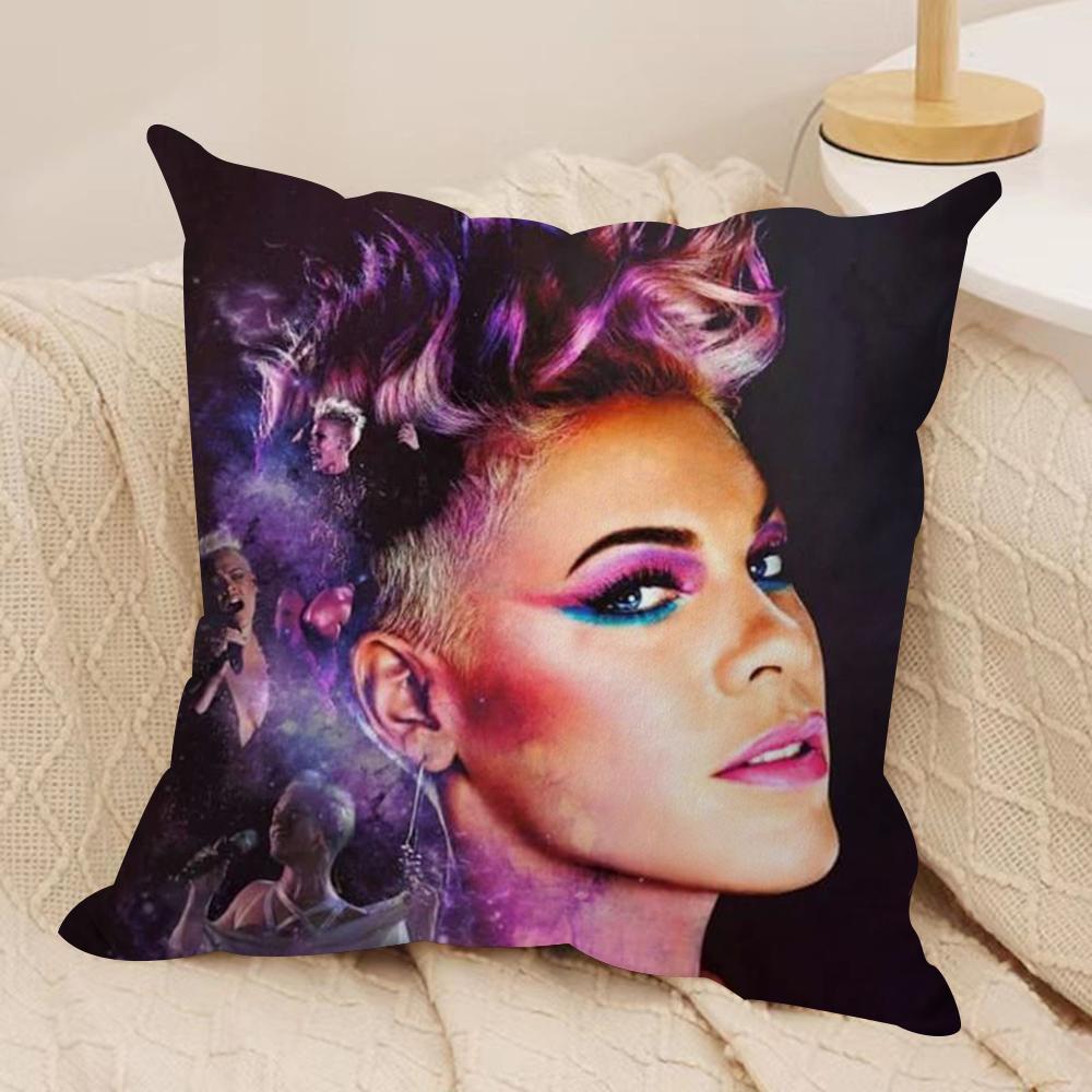 Pink Trustfall Pnk Singer Cushion Cover Silky Short Plush DoubleSided Printed Pillow Case for Sofa All Seasons Home Decor Gift