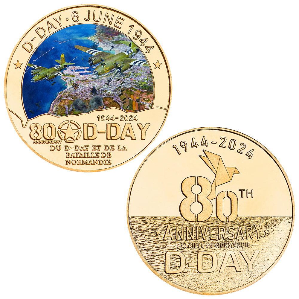 Normandy Landing 80th Anniversary Commemorative Coin Challenge Coin Collection Commemorative Medal Enthusiast Collection Gift