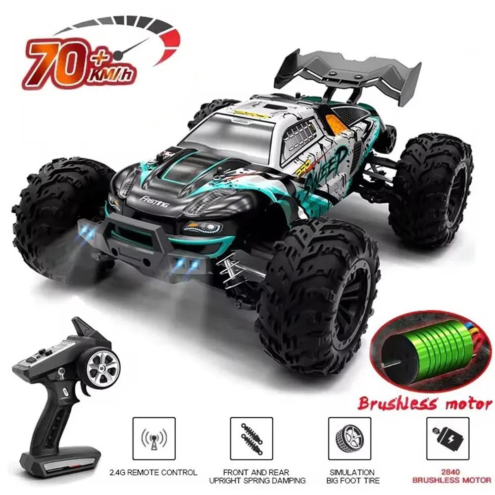 SCY 1:16 4WD RC Car 70KM/H Or 50KM/H With LED Light 2.4G Remote Control Cars High Speed Drift Monster 4x4 Truck for Children Gif