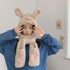 Damen Integrierter Niedlicher Ohrenhut Schal Winter Warm Plüsch Ohrenschutzhut Netzwärmer Handschuhe Für Mädchen