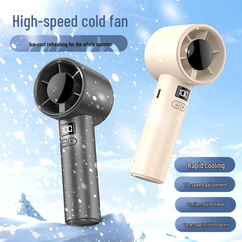 USB Handheld Fan with 100-Speed Digital Display for Outdoor Use – High-Speed Turbine Small Fan for Students
