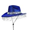 Bling Cowgirl Hat Rhinestone Tassels Western Panama Jazz Caps for Wedding Rave Party Travel Accessorie Women Wide Brim Hats