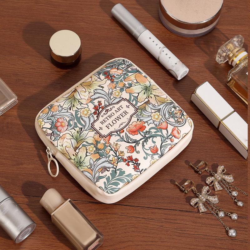 Large Capacity Sanitary Pads Bag Portable Mini Data Cables Organizer Multipurpose Women Girls Cosmetic Makeup Bag Coin Purse