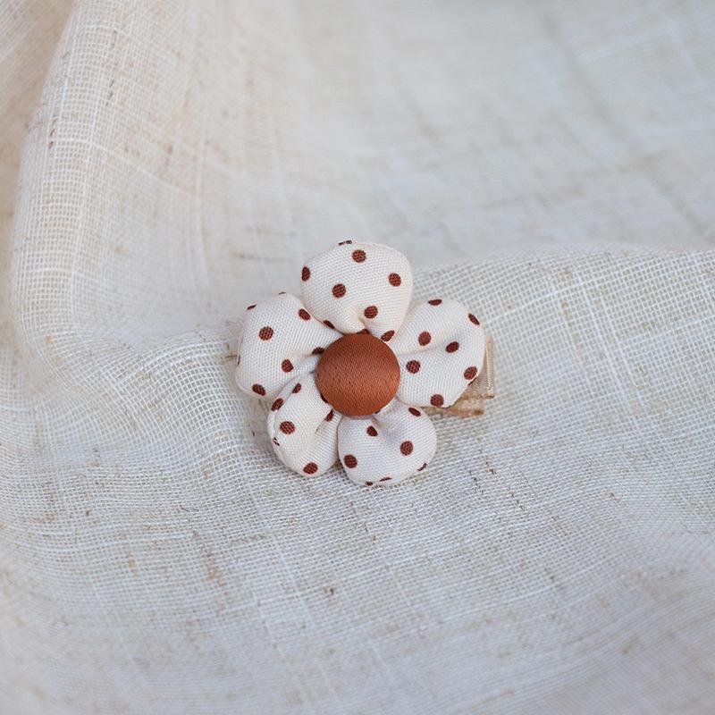 Korean Style Polka Dot Bow Hair Clip - Coffee