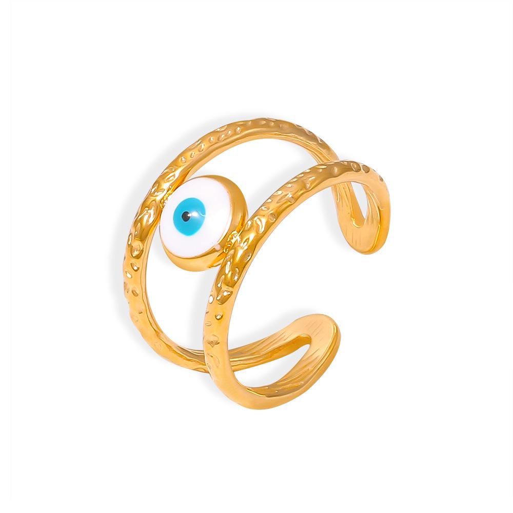 Blue Eye Stainless Steel Ring: Unique European-American Design, Colorfast, Fashionable for Women