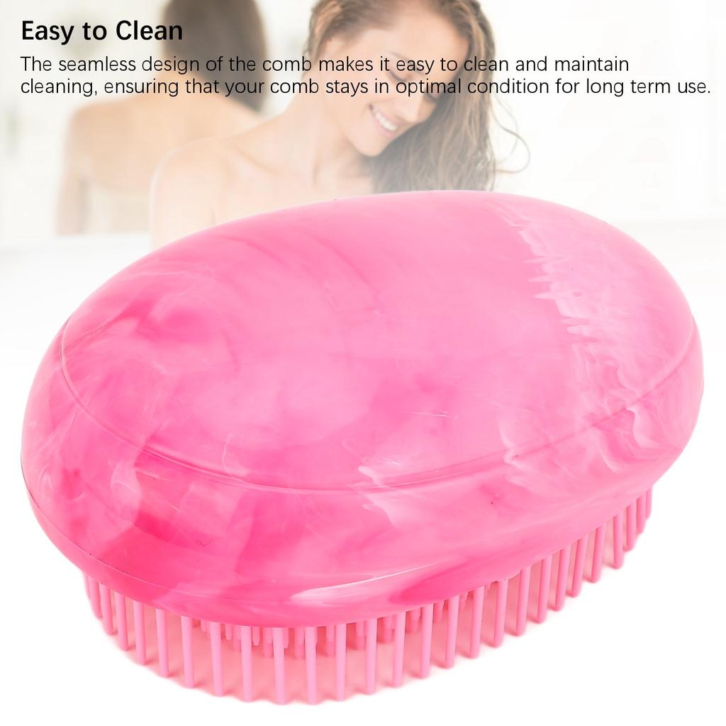 4pcs Rosy Red Egg Shape Detangling Brush Bright Marble Effect Portable Styling Comb Hair Brush
