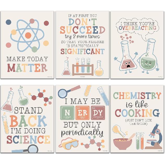 Hadley Designs 6 Science Posters for Classroom Decor – pirational and Fun Science Classroom Decor for Elementary & Middle School, Boho Motivational Boho Pastel