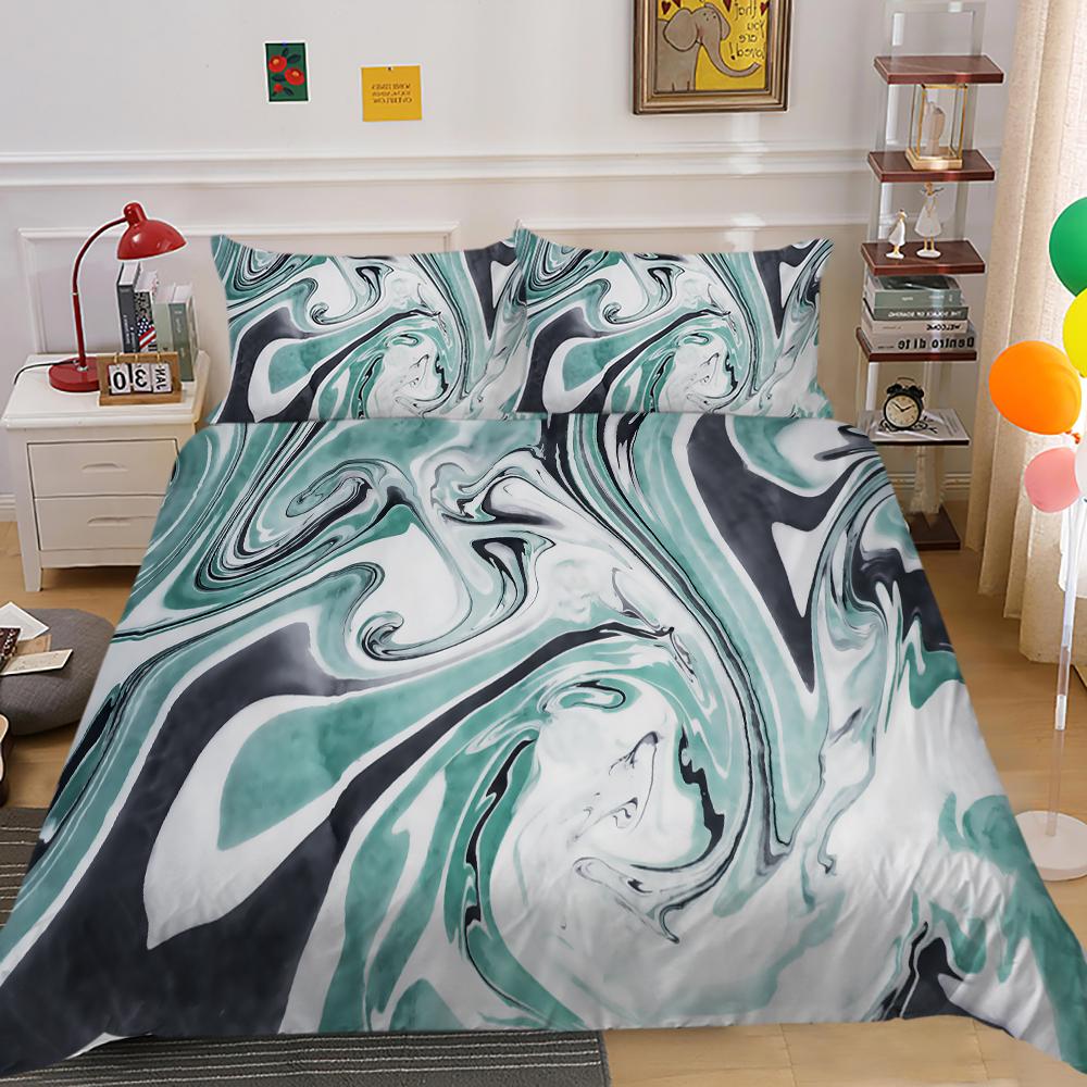 3D Color Halo Printing Bedding Single Double Bed Full Size Quicksand Pattern Pillowcase and Quilt Cover Washable and Comfortable Home Decoration