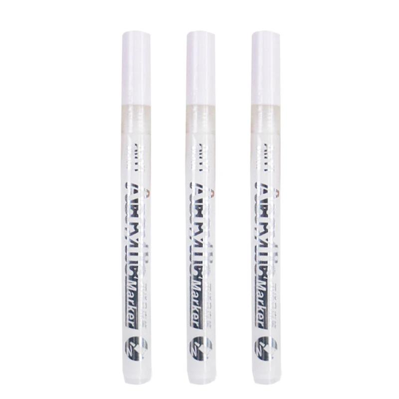 3Pcs/set White Acrylic Paint Pen for Rock Painting, Stone, Ceramic, Glass, Wood, Tire, Fabric Metal, Canvas Extra-fine Tip Black