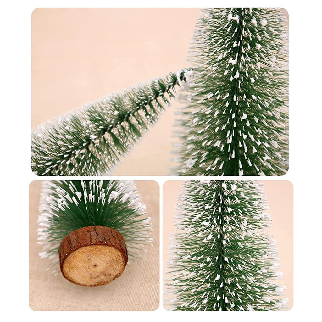 10Pcs Christmas Pine Tree Decor Set Xmas Small Ornament Tabletop Artificial Tree