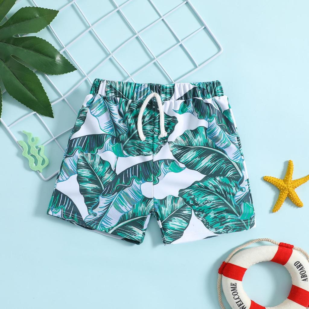 Boys' Fashion Print Square Leg Swim Trunks for Toddlers and Kids