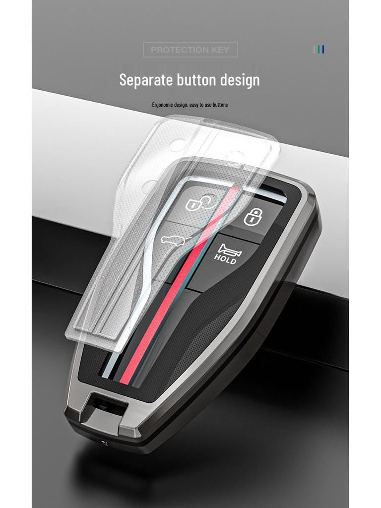 Premium Metal Key Case for Hongqi H5, H7, HS5, HS7 - Luxury Car Remote Holder with Buckle