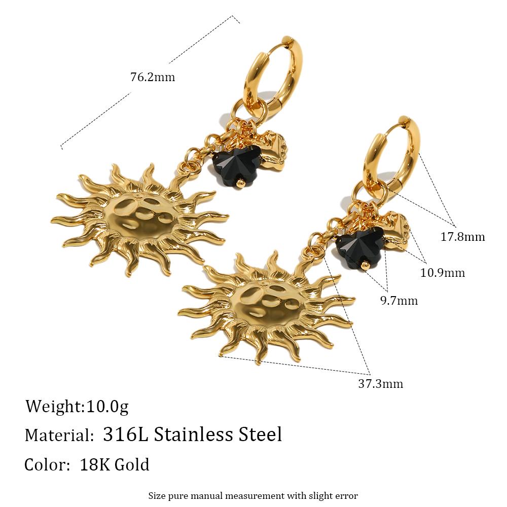 MamacitaSlay 316L Stainless Steel Flower Heart Sun Earrings 18K Gold Plated Waterproof Jewelry Women's High Quality Earrings