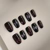 Handmade Butterfly Cat Eye Nails: Luxe Darkening & Whitening Short Autumn/Winter Patches