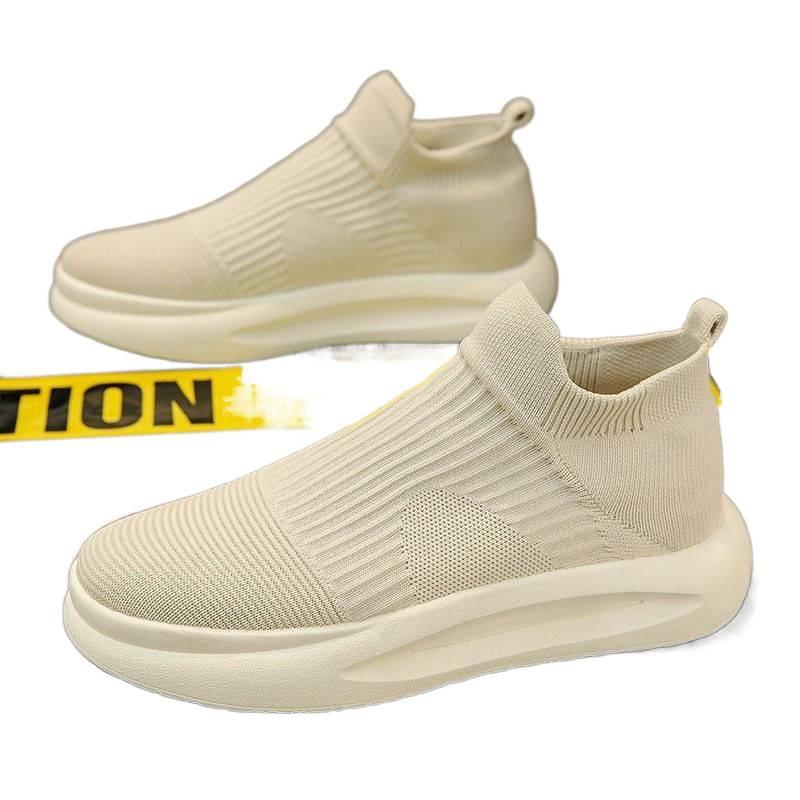 Men's Shoes Spring and Autumn 2025 New Mesh Breathable Thick-soled Sports Men's One-pedal Lightweight Soft-soled Black Socks Shoes