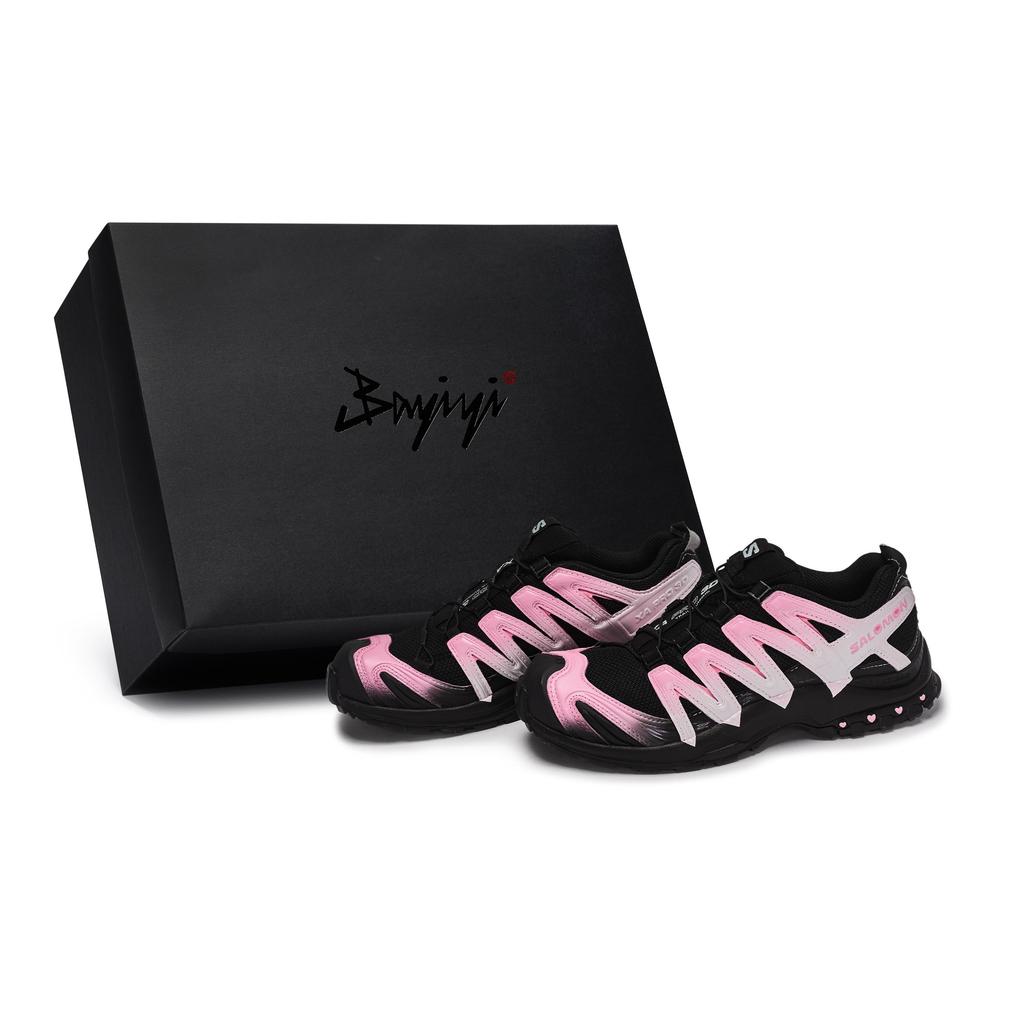 SALOMON XA PRO 3D 811 Manufacturing, Cat Paw Sweetheart Low top Outdoor Shoes Unisex Black Pink Silver 491274(Team80-S-BOX)