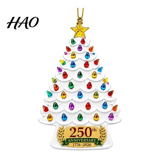 Holiday Gift Ideas 250 Anniversary USA Christmas Tree Ornament, 1776-2026 2D Acrylic Embellishments Years America Hanging Decoration for Patriotic