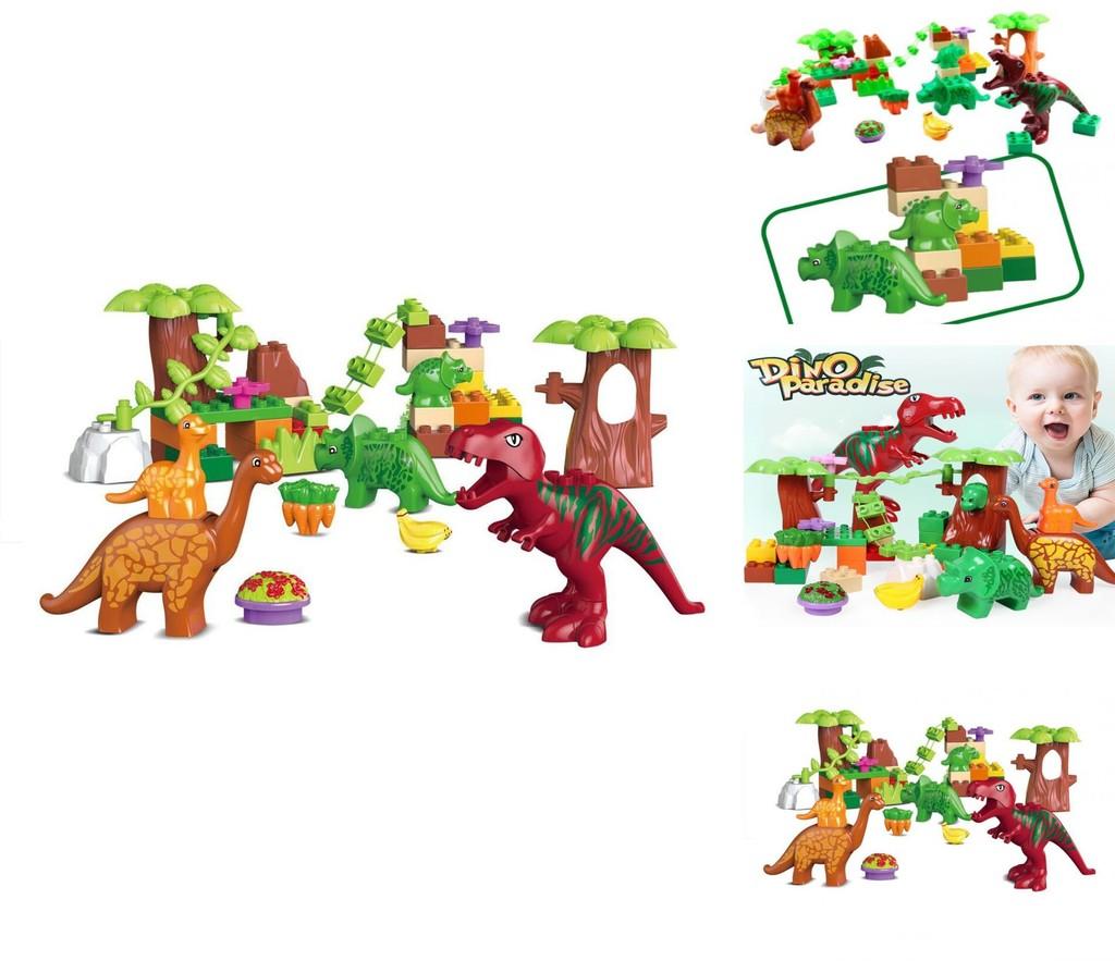 40pcs Dinosaur Paradise Themed Assembly Building Blocks Set Children Puzzle Toys For Creative Kids