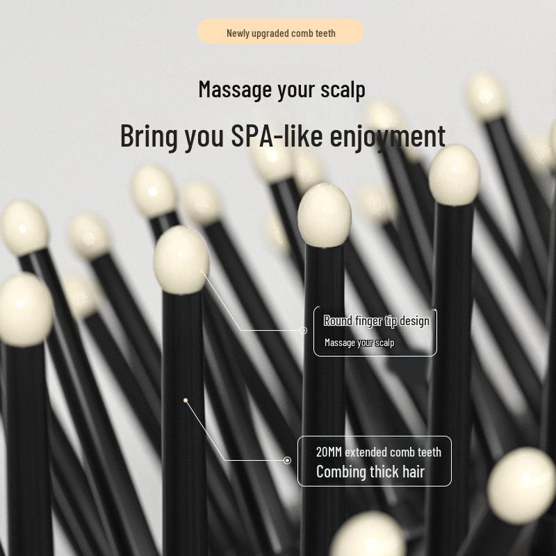 Milky White Portable Folding Comb with Air Cushion and Mirror for Hair Care Massage