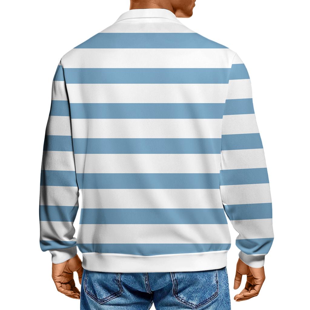 Pánské ležérní módní tištěné klopové pletené spodní tričko s dlouhým rukávem