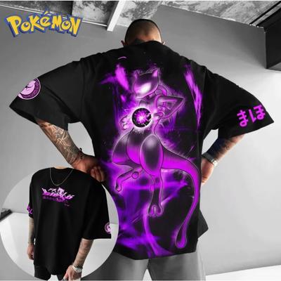 Nieuwe Pokémon Mewtwo Anime Perifere Print Origineel T-shirt Korte Mouw Heren- en Dames Zomer Harajuku Losse Casual Top
