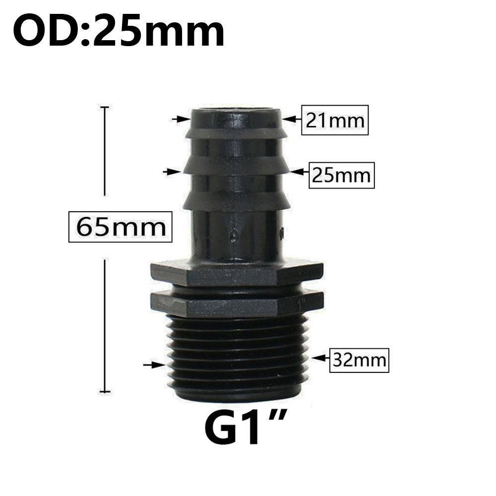 8/16/20/25/32mm Garden PE Tube Connector 1/2 3/4 1" Thread Hose Elbow Barb Coupler Fitting Farm Irrigation PE Pipe Joint