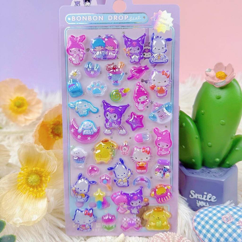 Creative 3D Embossed Cartoon Stickers: Waterproof, Cute, Decorative for Kids & Girls