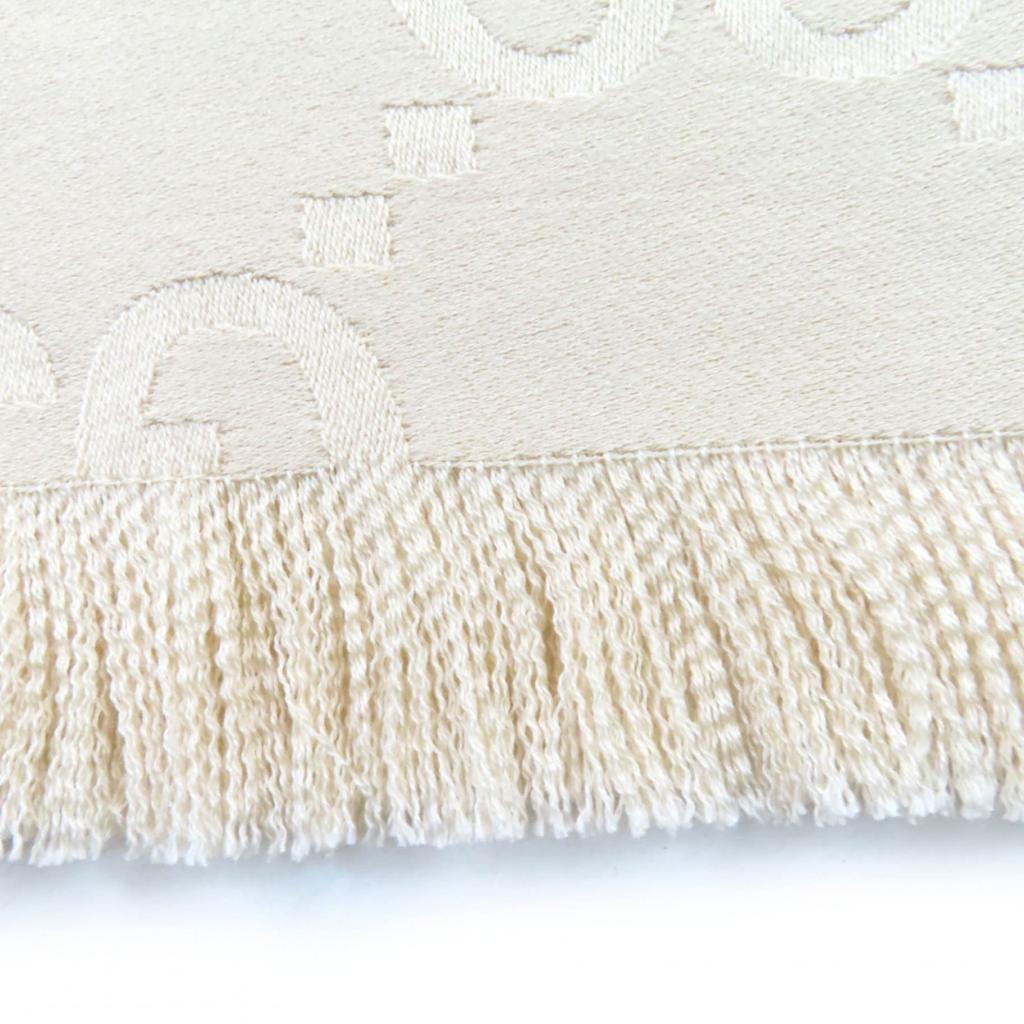 Ausgezeichneter GUCCI Schal GG Jacquard Große Decke beige Wolle Damen 795551 Gebraucht
