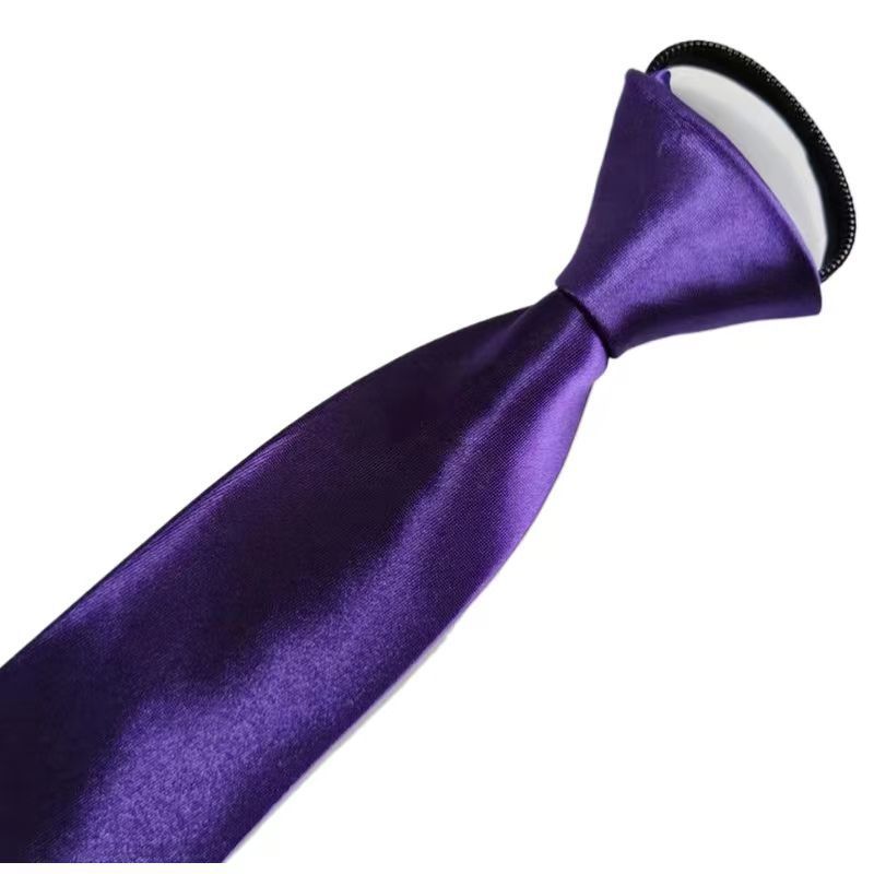 

Глянцевая Гладкая 8 см Молния Один Пулер Завязка Мужчины и Женщины Платье Повседневное Однотонное Профессиональный Воротник Студента темно-фиолетового