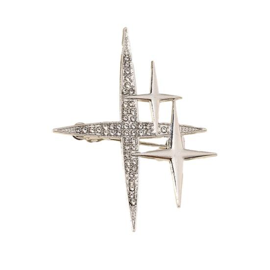 Rhinestone Star Brooch Pin, Metal Stars Lapel Pin, Secure Cardigan Shawl Pin, Sparkling Star Brooch for Women Shirts Sweaters Scarves Bags Hats B