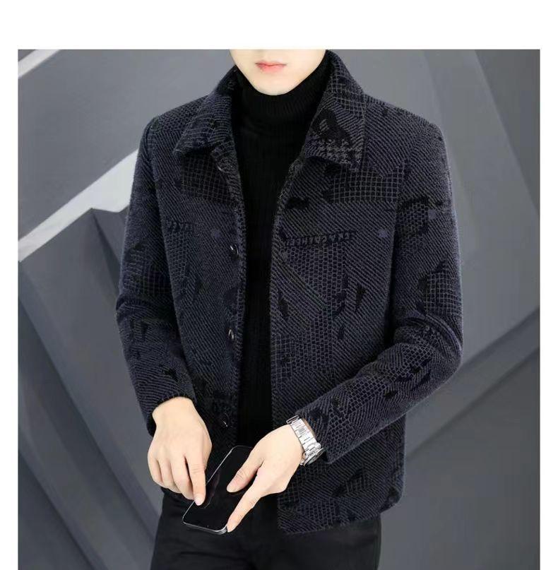 Herrförtjockad sammetsulljacka - Ny höst/vinter kort kappa